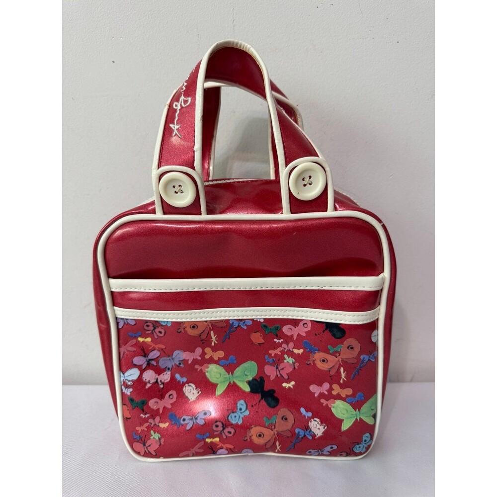 Vtg ANDY WARHOLE/LOOP COLLECTION RED VINYL DOUBLE STRAP BAG